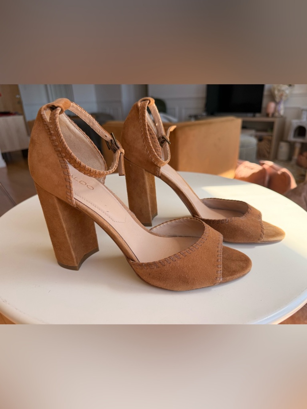 Aldo Tan Suede Block Heel Sandals
